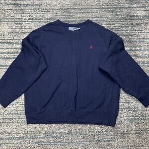 Polo Ralph Lauren Crew Neck/ Vintage Sweatshirt Sweater Fleece Navy Red Pony XXL
